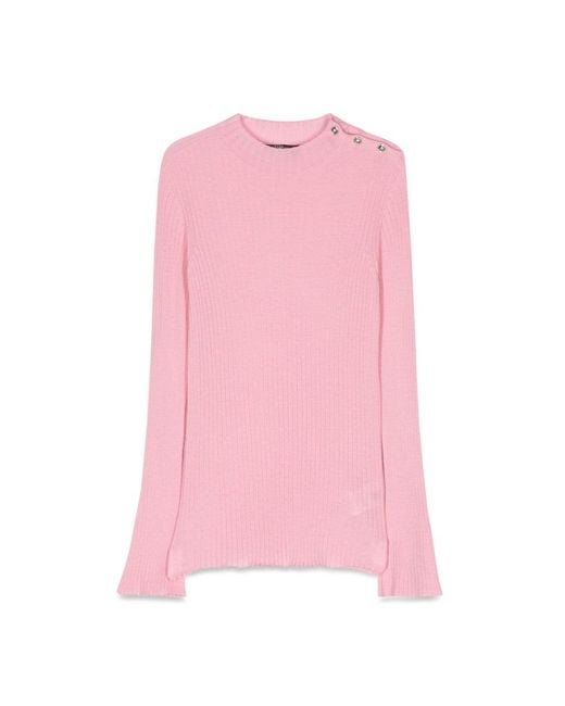 Versace Pink Knit Sweater Rib Series