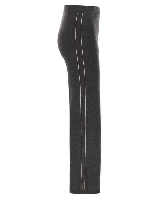 Pantalon en laine cardée, soie et fil en cachemire Peserico en coloris Black