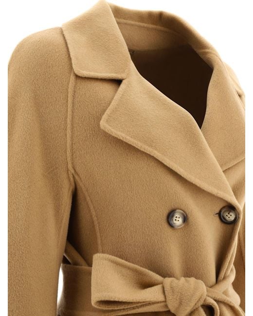 Short, Cashmere Blend Wrap Coat Max Mara de color Natural