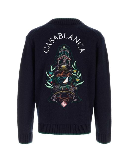 Casablanca Blue Wool Blend Cardigan
