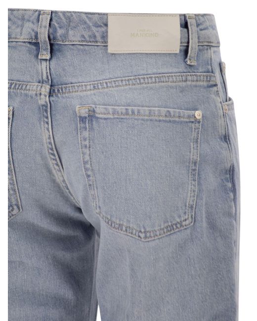 7 For All Mankind Blue Straight Fit Light Wash Vintage-Effect Denim Jeans