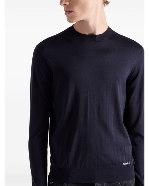 Prada Seidenpullover mit Rundhalsausschnitt in Blue für Herren