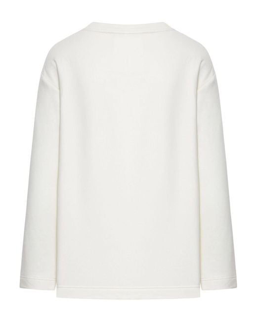 Max Mara Pure White Crewneck Cotton Sweatshirt