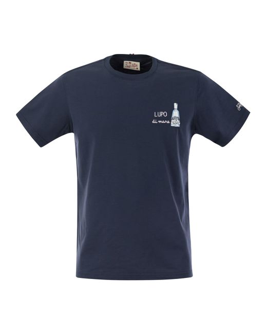 Mc2 Saint Barth T -shirt Met Borstafdruk in het Blue