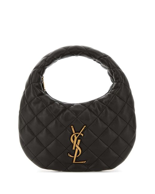 Saint Laurent Black Charcoal Nappa Leather Icarino Shoulder Bag