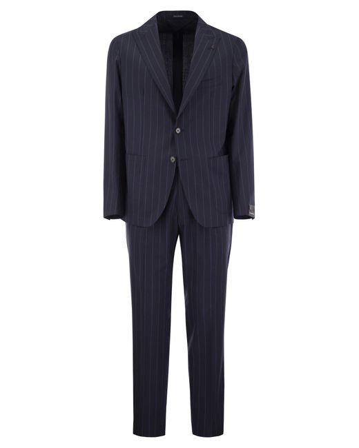Tagliatore Pinstripe Suit In Wol En Zijde in het Blue