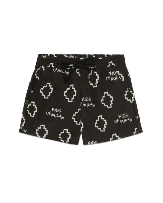 Marcelo Burlon Black Basic Logo Aop Beachwear Shor for men