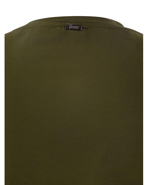 Herno Green Stretch Cotton Jersey T Shirt