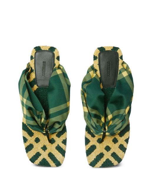 Burberry Green Check Pool Slides
