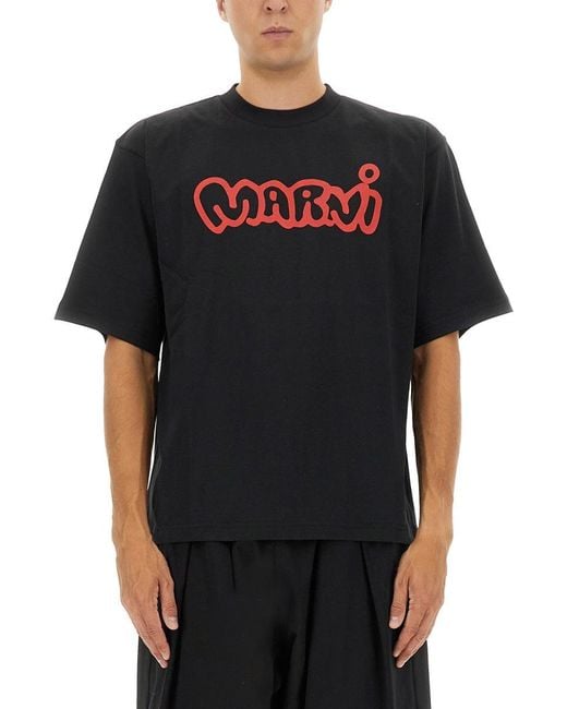 Marni Black T Shirt With Print