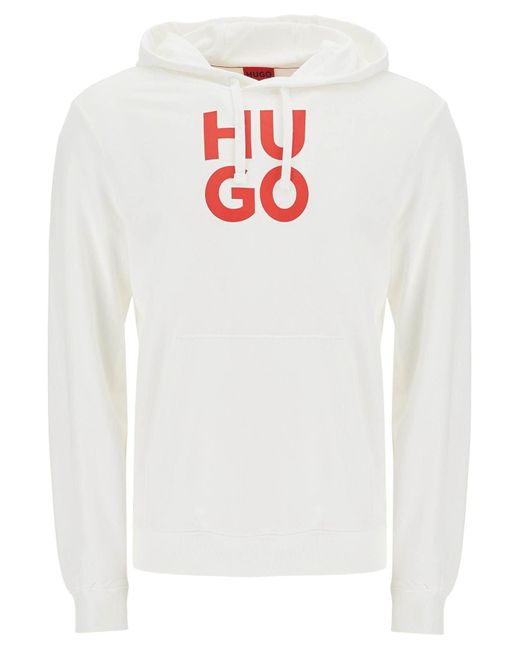 HUGO White Hooded Sweatshirt With for men