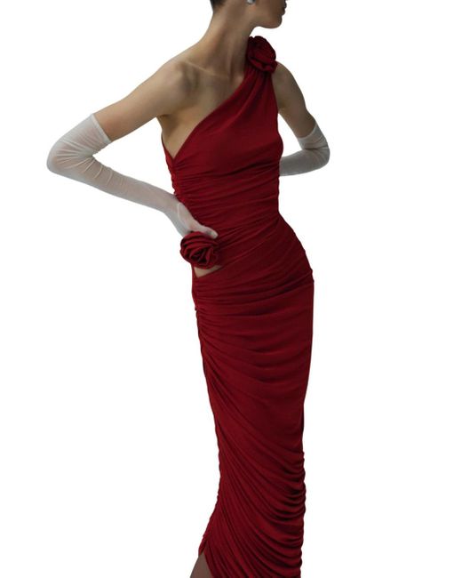 Magda Butrym Single Shouldered Ruched Top With Floral Detail