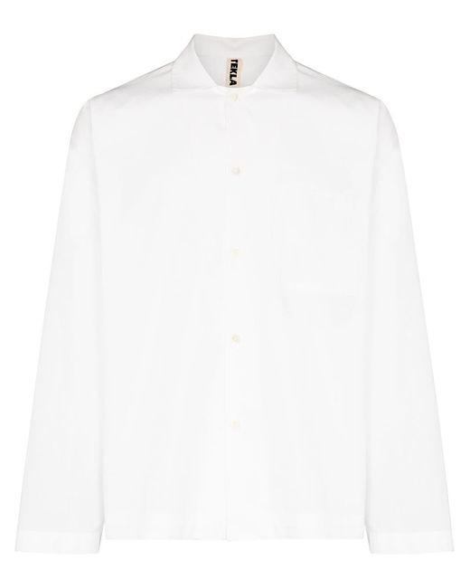 Tekla Pyjamashirt Met Knopen in het White voor heren