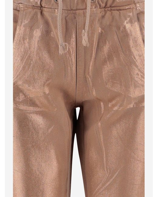 DON'T @ ME Brown Cotton Pants With Drawstring