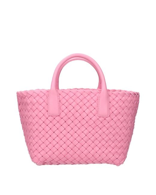 Bottega Veneta Pink Mini Cabat Handbags Leather/Ribbon