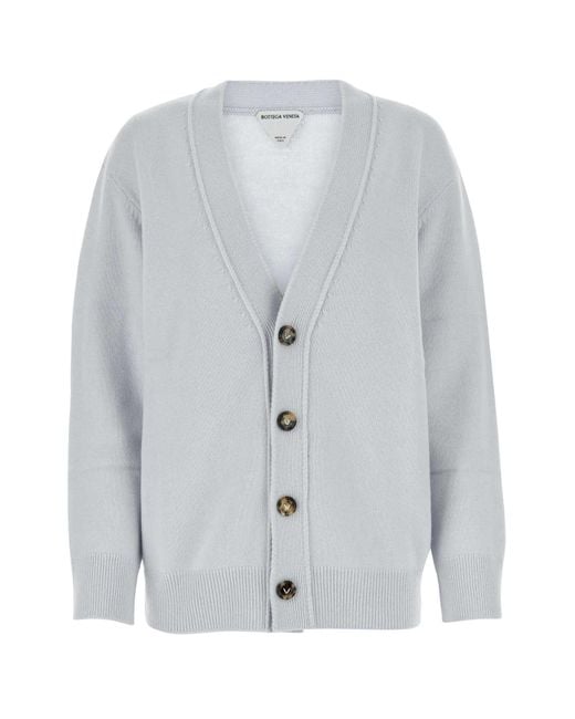Bottega Veneta Gray Powder Stretch Cashmere Blend Cardigan