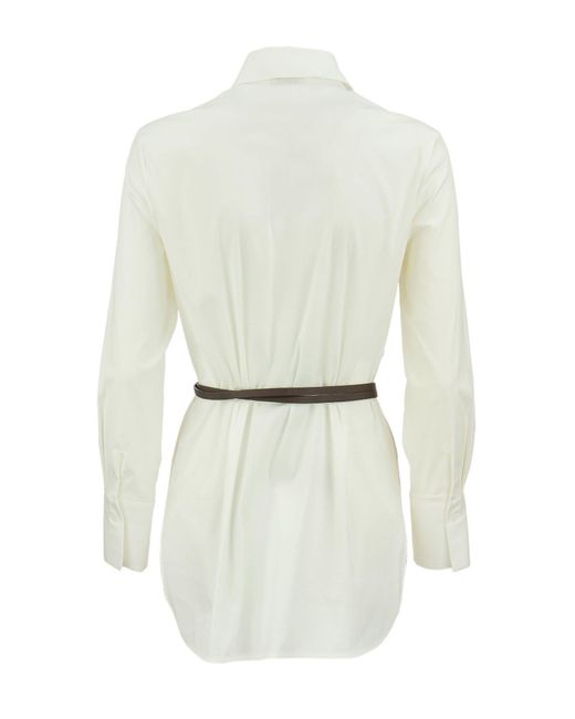 Camicia bianca con cintura in pelle di Peserico in White