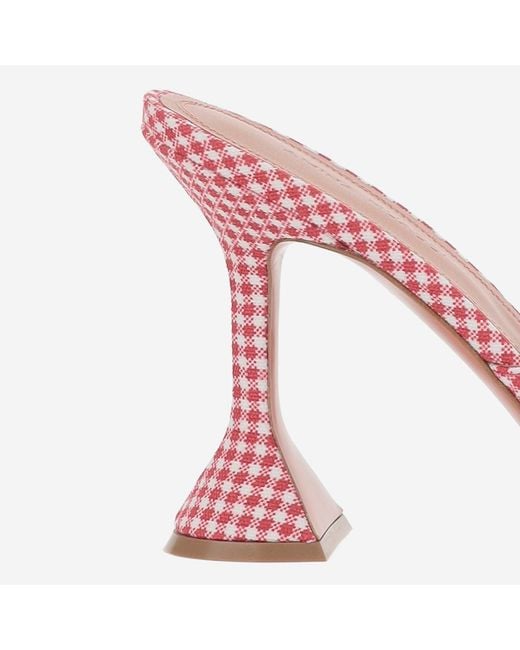 AMINA MUADDI Pink Lupita Open-Toe Sandals With Chunky Heel And Gingham Pattern