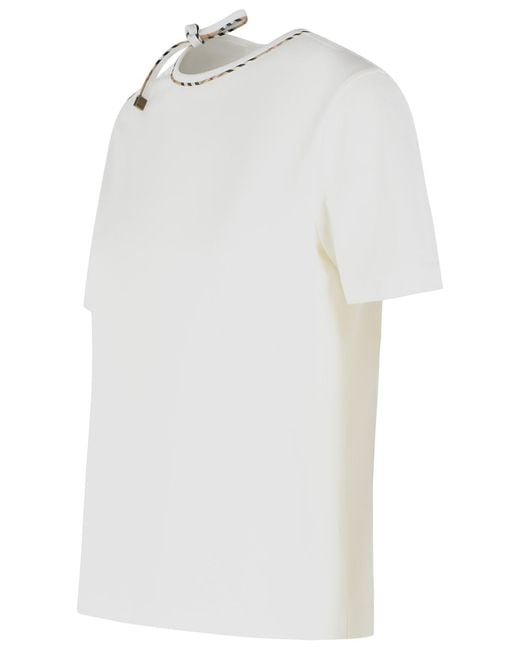Burberry White 'Frankie Bow' Cotton T-Shirt