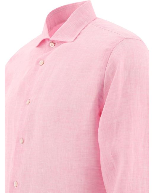 Borriello Klassisches Leinenhemd in Pink für Herren