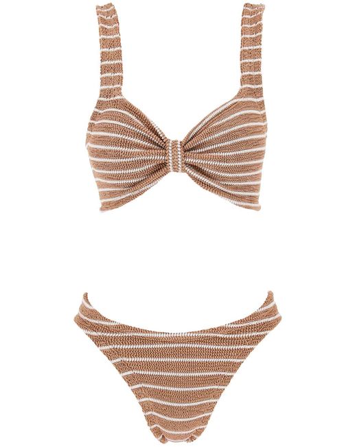 Hunza G Striped Bonnie Bikini Set in het White