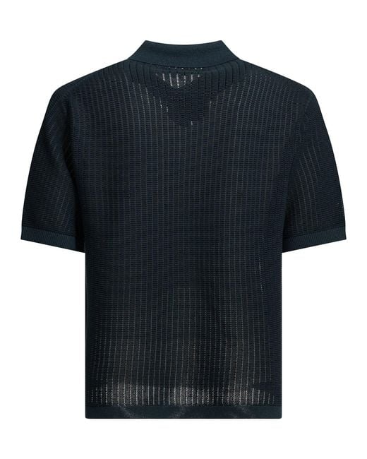 Beams Plus Black Paper Polyester Nylon Spandex Washi Yarn Polo Shirt