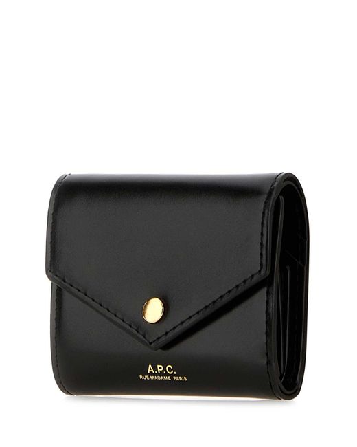 A.P.C. Black Leather Envelope Coin Purse
