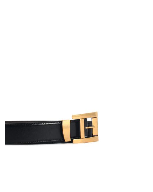 Versace Schwarzer Lear-Gürtel in White für Herren