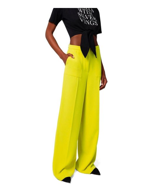 Elisabetta Franchi Yellow Cedar Wide Leg Pants