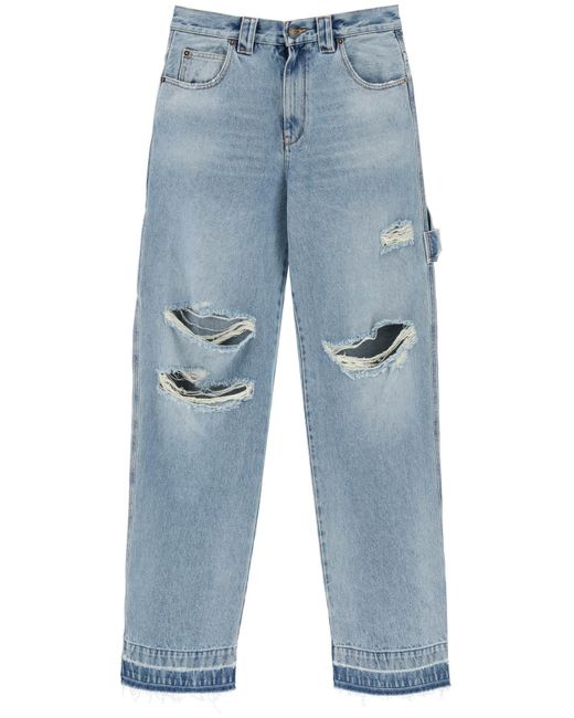 DARKPARK Blue Audrey Cargo -Jeans mit Rissen