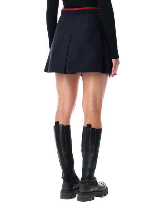 Moncler Black Cotton Gabardine Pleated Mini Skirt