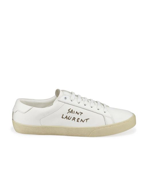 Saint Laurent White Court Classic Leather Sneakers
