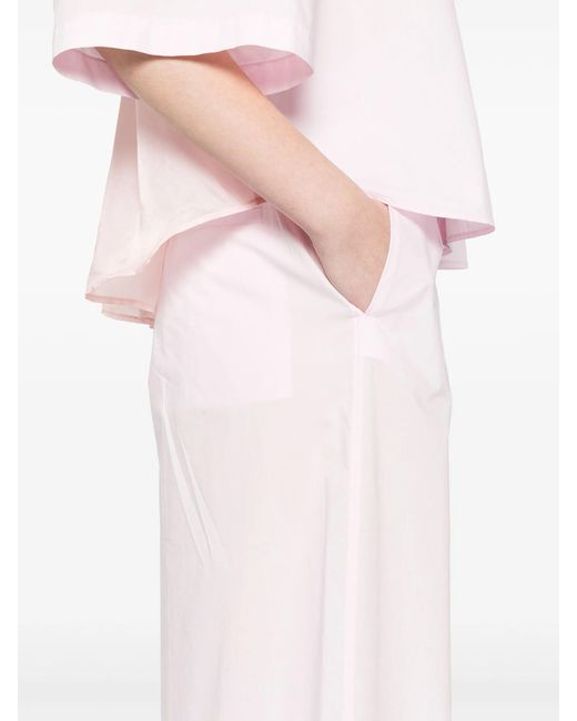 Forte_forte Pink Bci Cotton Popline Essential Flared Pants Clothing