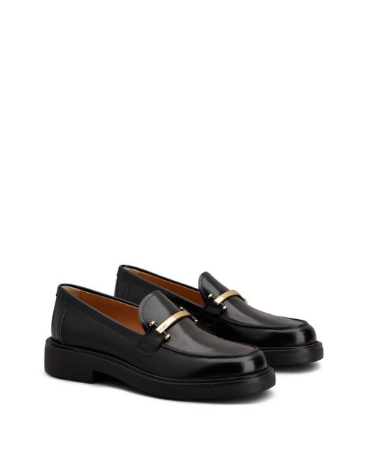 Tod's Black Loafers With Logo Plaque