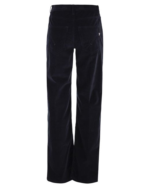Dondup Blue Jacklyn Wide Leg Corduroy Trousers