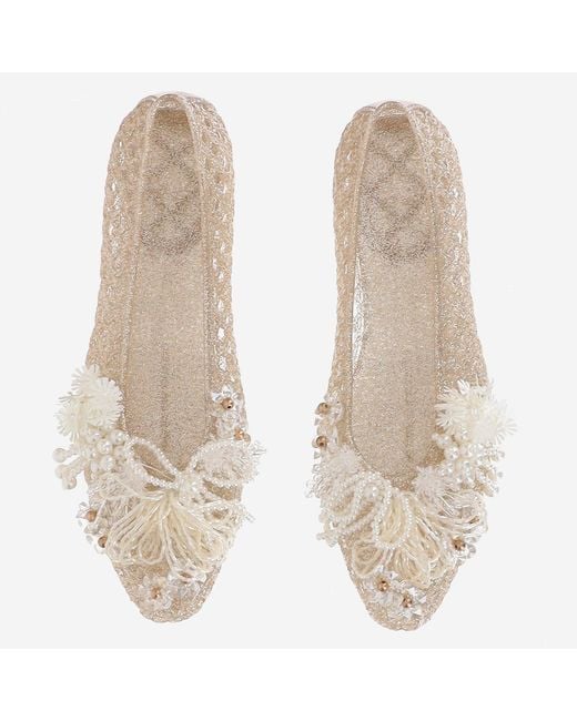 HEAVENLY JELLY Natural Transparent Ballerina Flats With Decoration