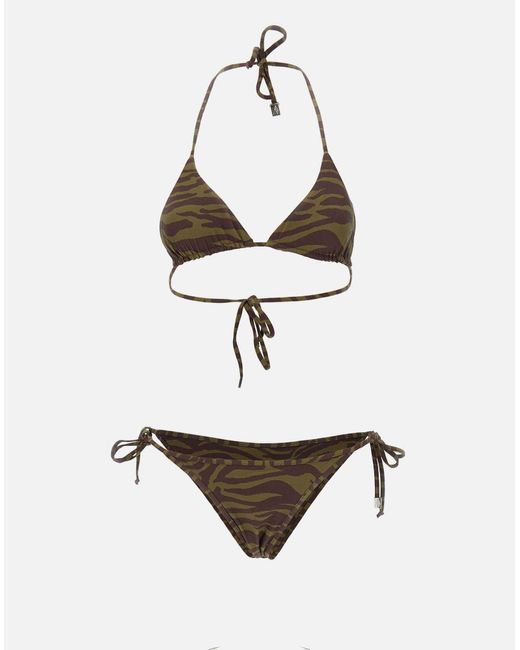 The Attico De Bikini -set Van Attico Green Dier Patroon in het White