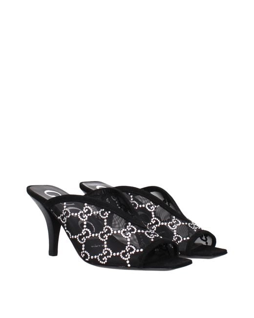 Gucci Black Sandali Donna Tessuto Nero