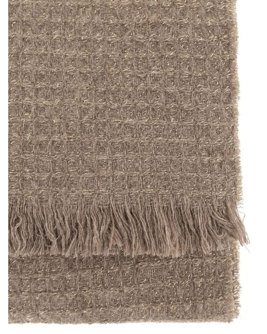 Fabiana Filippi Natural Virgin Wool And Cashmere Scarf With Luminous Yarns