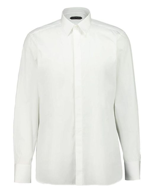 Tom Ford Katoenen Overhemd Met Lange Mouwen in het White voor heren