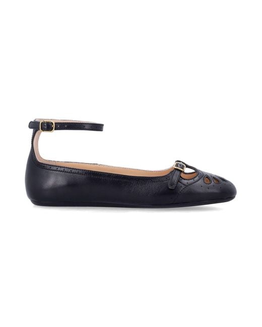 Chloé Blue Misty Lambskin Ballerinas With Buckle
