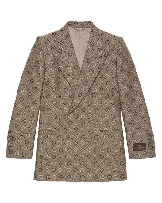 Gucci Brown 'Horsebit Maxi' Blazer Jacket