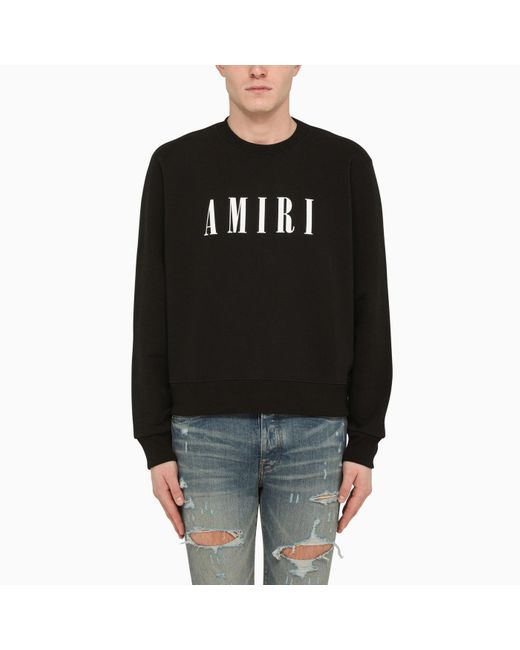 Amiri Black Logo Print Crewneck Sweatshirt voor heren