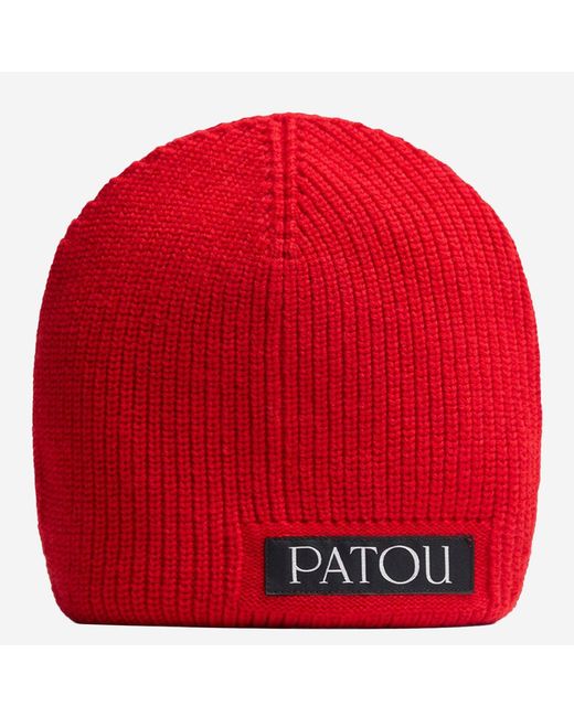 Patou Red Stretch Wool Blend Beanie