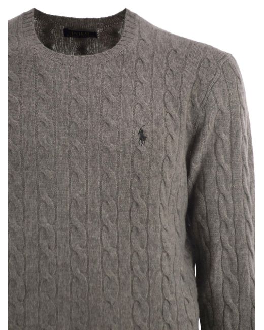 Polo Ralph Lauren Gray Wool And Cashmere Cable-Knit Sweater for men