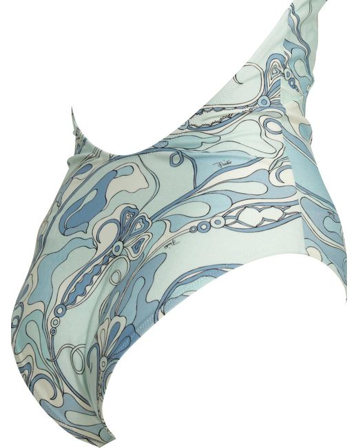 Emilio Pucci Blue "Orchidee" One-Piece Swimsuit