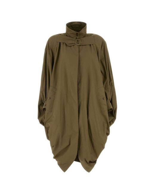 Chloé Green High Neck Trench Coat