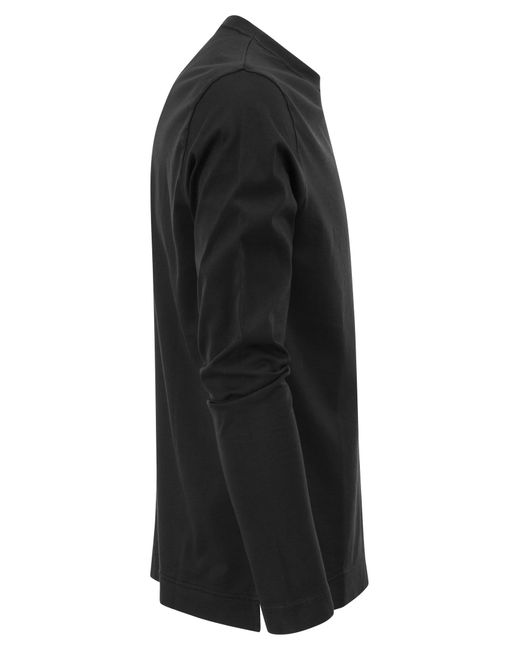 Maglietta di cotone biologica a maniche lunghe di Fedeli in Black da Uomo