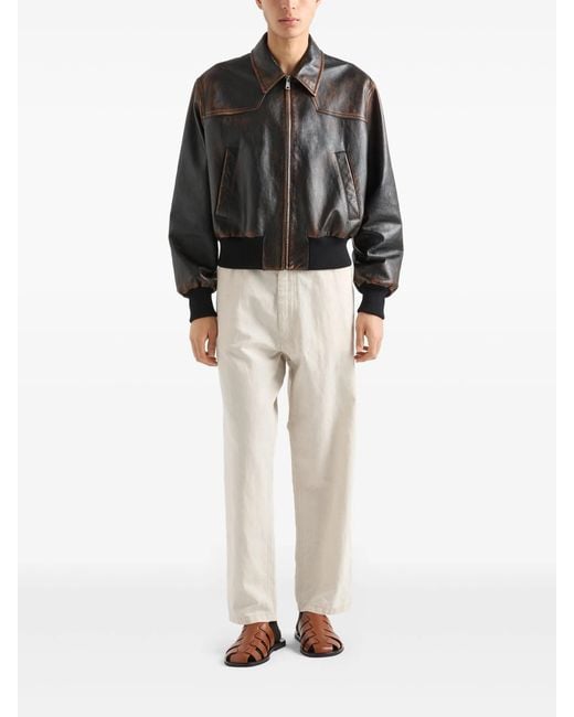Prada White Chambray Pants for men