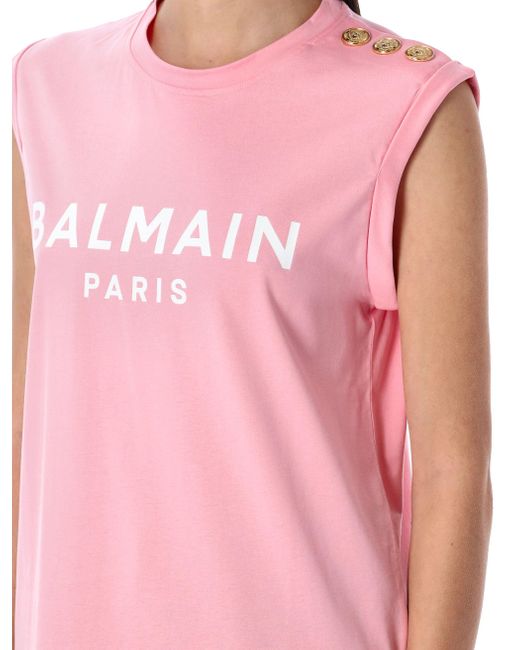 Balmain Red 3-Button Tank Top